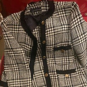 Zara Woman Tweed Black & White Blazer XL